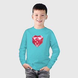 Лонгслив хлопковый детский Рубиновое сердце, цвет: бирюзовый — фото 2