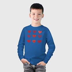 Лонгслив хлопковый детский Сердца паттерн, цвет: синий — фото 2