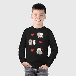 Лонгслив хлопковый детский Стикеры Котиков, цвет: черный — фото 2
