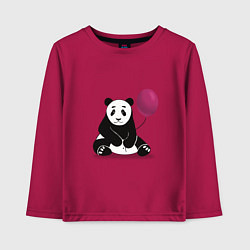 Лонгслив хлопковый детский Панда с шариком, цвет: маджента