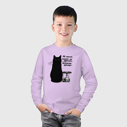 Лонгслив хлопковый детский Кот Бегемот и примус, цвет: лаванда — фото 2