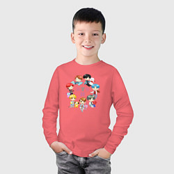 Лонгслив хлопковый детский BTS Bangtan Toys, цвет: коралловый — фото 2