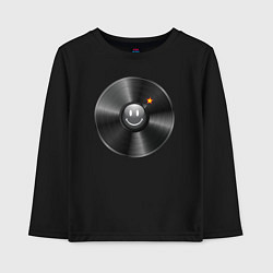 Лонгслив хлопковый детский Виниловая пластинка с бомбочкой, цвет: черный