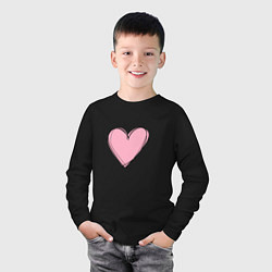Лонгслив хлопковый детский Большое нарисованное сердце, цвет: черный — фото 2