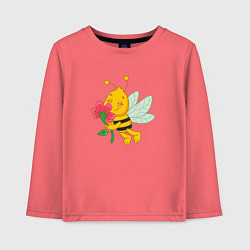 Лонгслив хлопковый детский Мультяшная летняя пчелка, цвет: коралловый