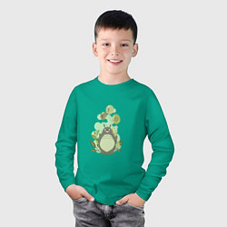 Лонгслив хлопковый детский Тоторо с шариками, цвет: зеленый — фото 2