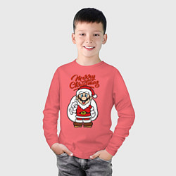 Лонгслив хлопковый детский Christmas Mario, цвет: коралловый — фото 2