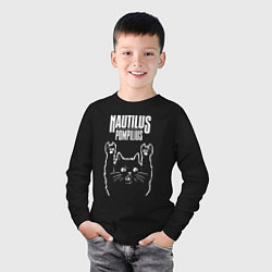 Лонгслив хлопковый детский Наутилус Помпилиус рок кот, цвет: черный — фото 2