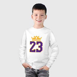 Лонгслив хлопковый детский Король Джеймс 23, цвет: белый — фото 2