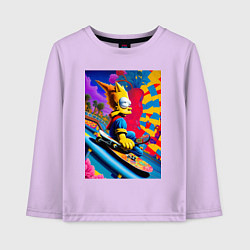 Лонгслив хлопковый детский Барт Симпсон скейтбордист - нейросеть, цвет: лаванда