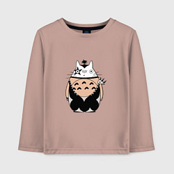 Лонгслив хлопковый детский Totoro рокер, цвет: пыльно-розовый