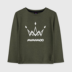 Лонгслив хлопковый детский Mamamoo white logo, цвет: меланж-хаки