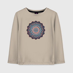 Лонгслив хлопковый детский Индийская Mandala, цвет: миндальный