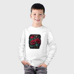 Лонгслив хлопковый детский Букет и красные розы, цвет: белый — фото 2