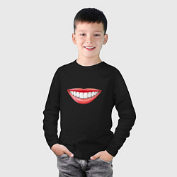 Лонгслив хлопковый детский Открытая улыбка, цвет: черный — фото 2