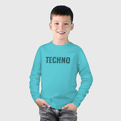 Лонгслив хлопковый детский Techno надпись плиткой, цвет: бирюзовый — фото 2