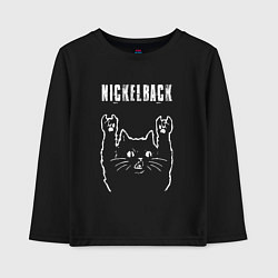 Лонгслив хлопковый детский Nickelback рок кот, цвет: черный