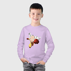 Лонгслив хлопковый детский Ван Панч Мэн, цвет: лаванда — фото 2