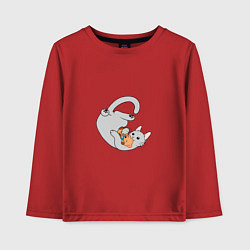 Лонгслив хлопковый детский Серый кот с медвежонком, цвет: красный