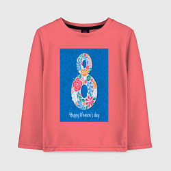 Лонгслив хлопковый детский Цветочный дизайн для женского дня, цвет: коралловый