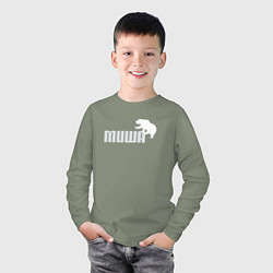 Лонгслив хлопковый детский Медведь Михаил, цвет: авокадо — фото 2