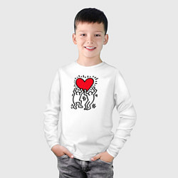 Лонгслив хлопковый детский Big heart, цвет: белый — фото 2