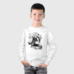 Лонгслив хлопковый детский Панда воин, цвет: белый — фото 2