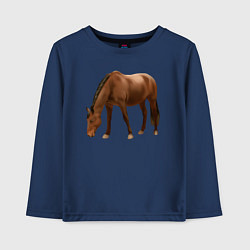 Лонгслив хлопковый детский Датская теплокровная лошадь, цвет: тёмно-синий