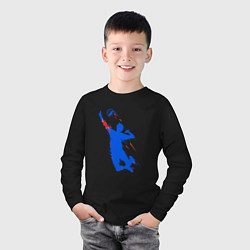 Лонгслив хлопковый детский Волейболист в прыжке, цвет: черный — фото 2