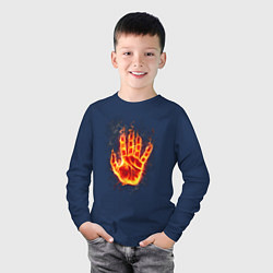 Лонгслив хлопковый детский Ладонь в пламени, цвет: тёмно-синий — фото 2