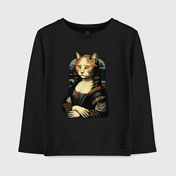Лонгслив хлопковый детский Кошка Мона Лиза, цвет: черный