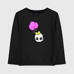 Лонгслив хлопковый детский Панда летит с шарами, цвет: черный