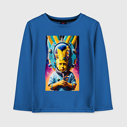 Лонгслив хлопковый детский Космонавт Барт Симпсон - фантазия, цвет: синий