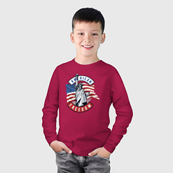 Лонгслив хлопковый детский American freedom, цвет: маджента — фото 2