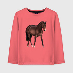 Лонгслив хлопковый детский Австралийская пастушья лошадь, цвет: коралловый