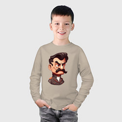 Лонгслив хлопковый детский Сталин мультяшный, цвет: миндальный — фото 2