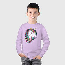 Лонгслив хлопковый детский Лошадь единорог, цвет: лаванда — фото 2
