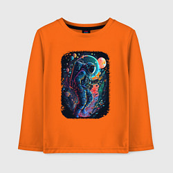 Лонгслив хлопковый детский В поисках новых миров, цвет: оранжевый
