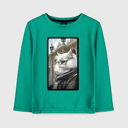 Лонгслив хлопковый детский Санкт-Петербург котик, цвет: зеленый