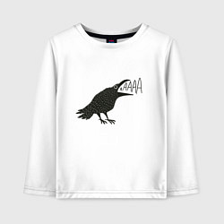 Лонгслив хлопковый детский Кричащая ворона, цвет: белый