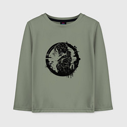 Лонгслив хлопковый детский Cyberpunk girl черный контур, цвет: авокадо