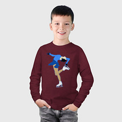 Лонгслив хлопковый детский Фигуристка на льду, цвет: меланж-бордовый — фото 2