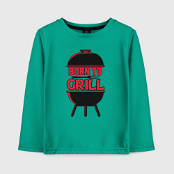 Лонгслив хлопковый детский Born to grill, цвет: зеленый