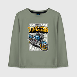 Лонгслив хлопковый детский Мотоцикл Honda Tiger, цвет: авокадо