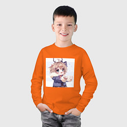 Лонгслив хлопковый детский Аниме милая девочка, цвет: оранжевый — фото 2