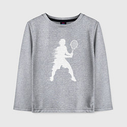 Лонгслив хлопковый детский Белый силуэт теннисиста, цвет: меланж