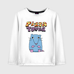 Лонгслив хлопковый детский Глупая Крыса из Pizza Tower, цвет: белый