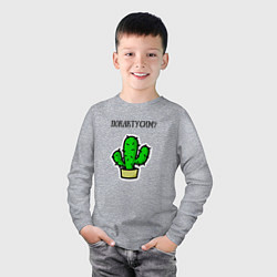 Лонгслив хлопковый детский Зеленый кактус, цвет: меланж — фото 2