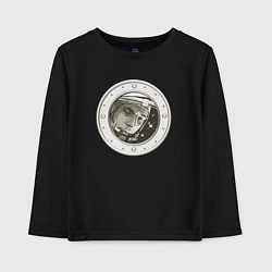 Лонгслив хлопковый детский Юрий Гагарин в иллюминаторе, цвет: черный