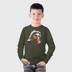 Лонгслив хлопковый детский Кобейн, цвет: меланж-хаки — фото 2
